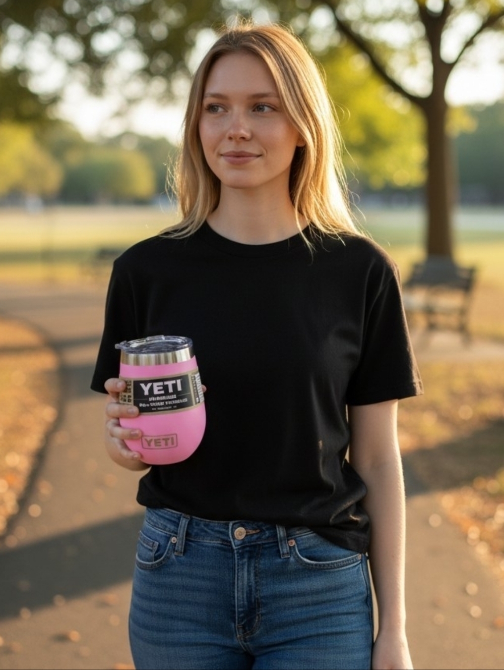 Yeti Pink Rambler 10oz Wine Tumbler with Clear Lid.